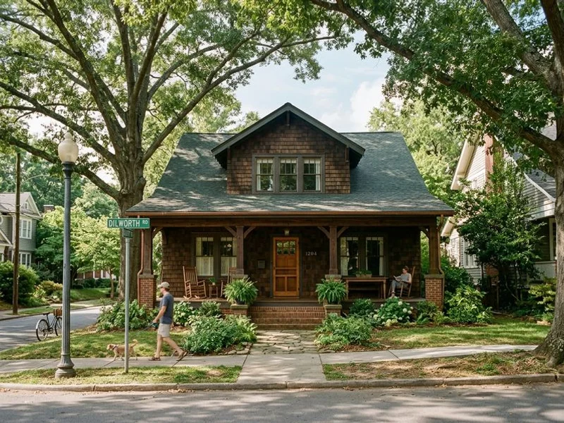 Editorial lifestyle photograph of Dilworth neighborhood, candid documentary style, natural light