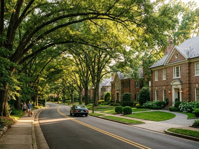 Editorial lifestyle photograph of Myers Park neighborhood, candid documentary style, natural light