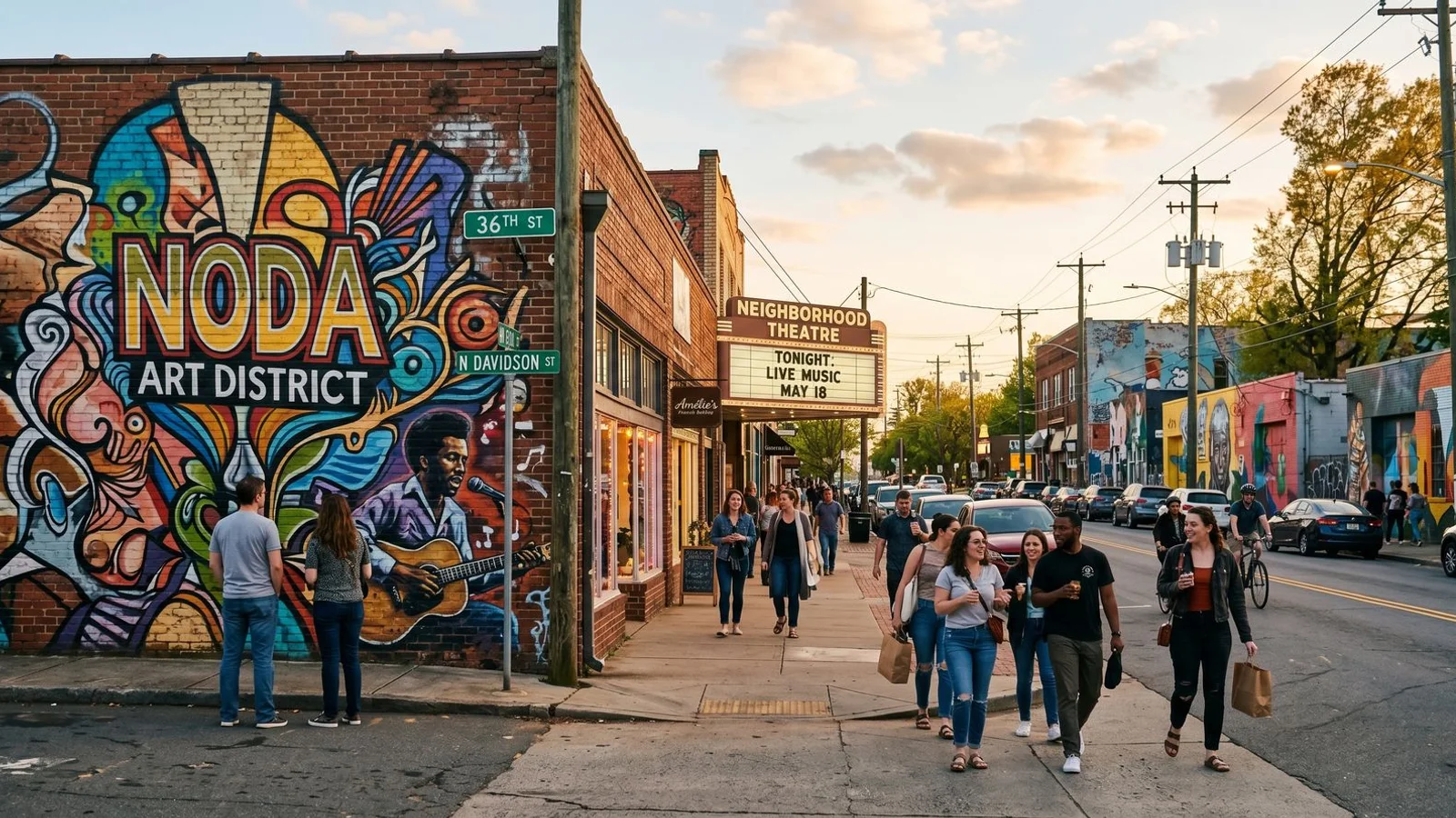 Editorial lifestyle photograph of NoDa (North Davidson)
